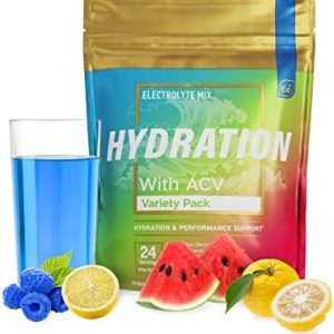 Essential Elements Hydration Packets – Electrolytes Powder Packets Sugar Free – 24 Stick Packs of Electrolytes Powder No Sugar – Electrolyte Water Drink Mix with ACV & Vitamin C – Variety Pack