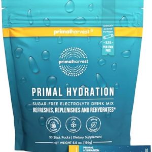 Primal Harvest Electrolytes Powder Packets Primal Hydration, Easy Open Packets, Energy Drink Mix (Lemon Berry, 30 Packs) (1 Bag)